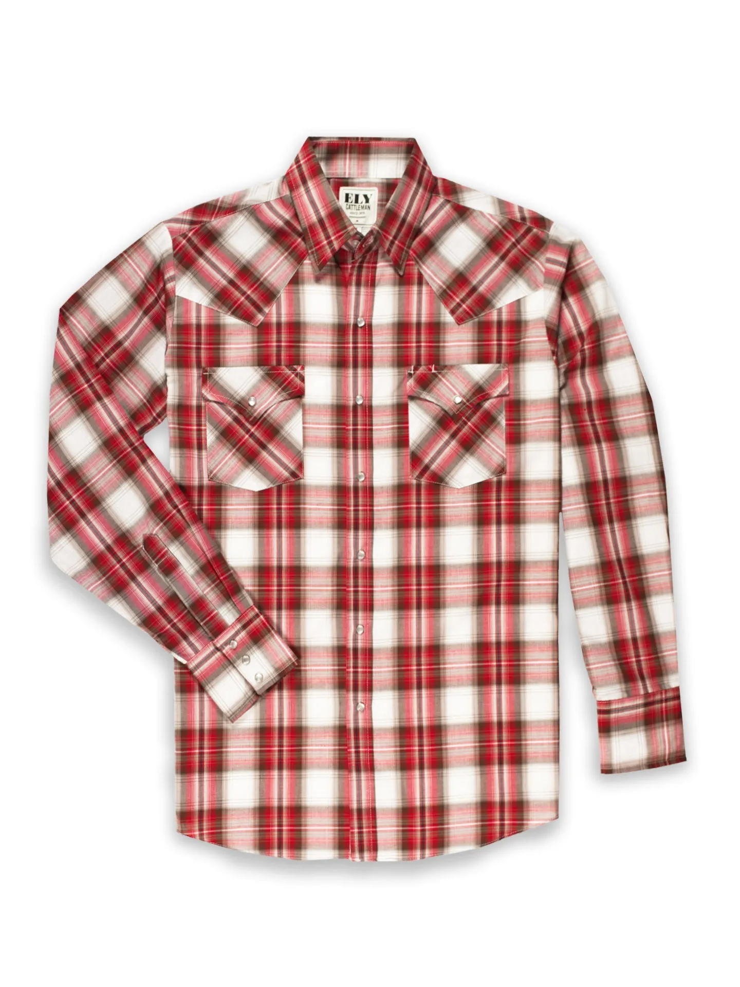 Men's Ely Cattleman Long Sleeve Plaid Western Snap Shirt