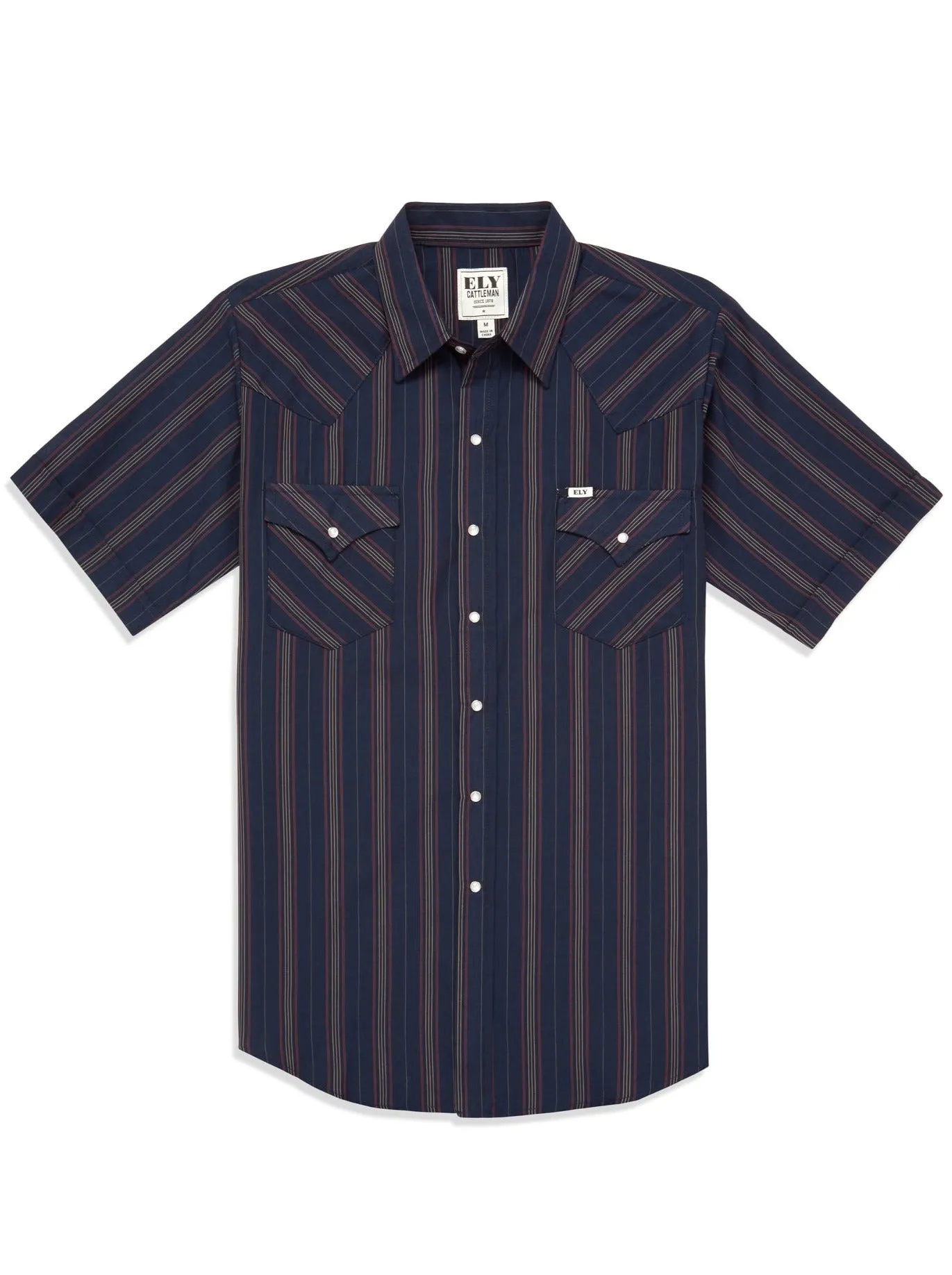 Men's Ely Cattleman Short Sleeve Stripe Western Snap Shirt