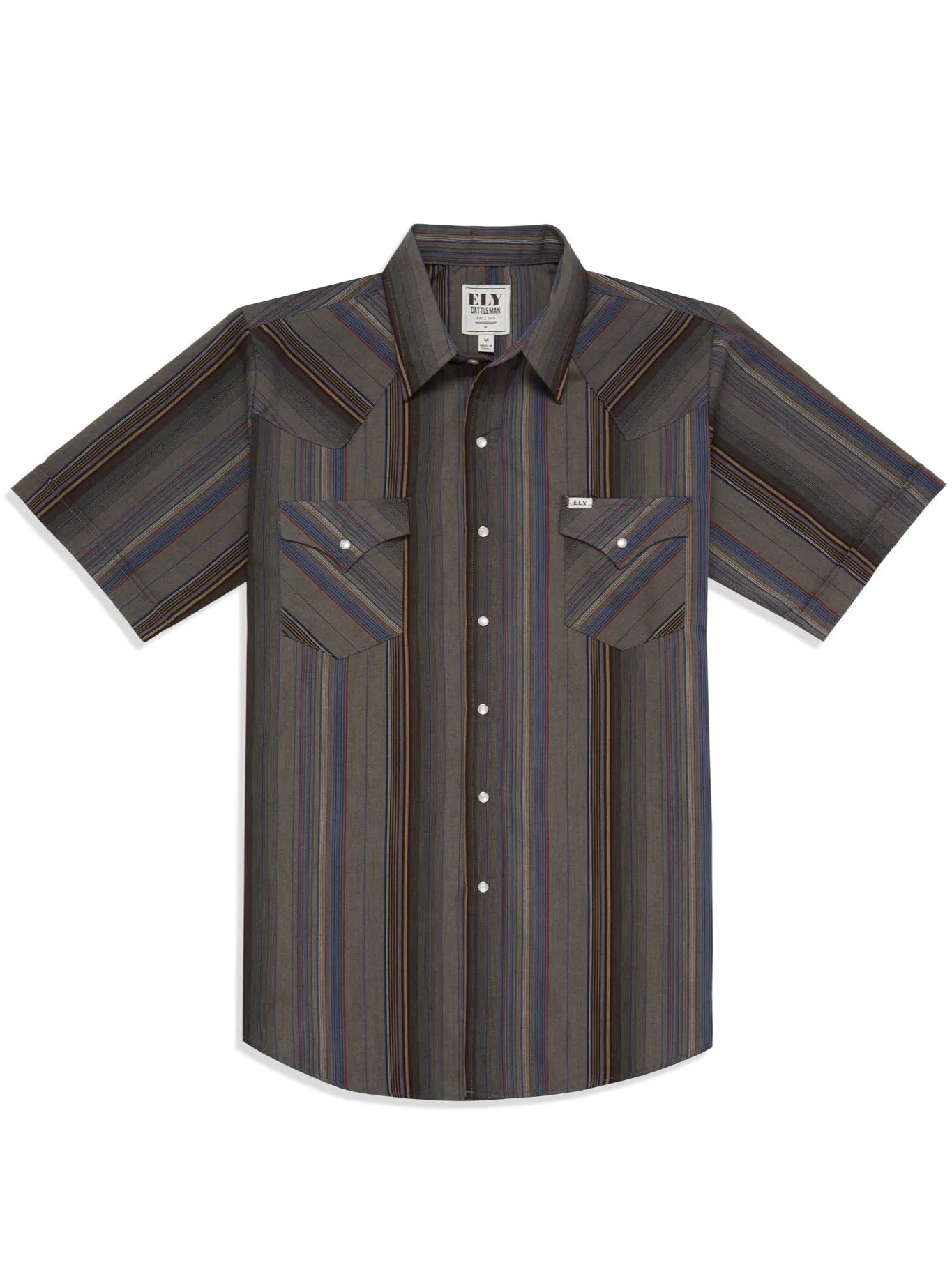 Men's Ely Cattleman Short Sleeve Stripe Western Snap Shirt