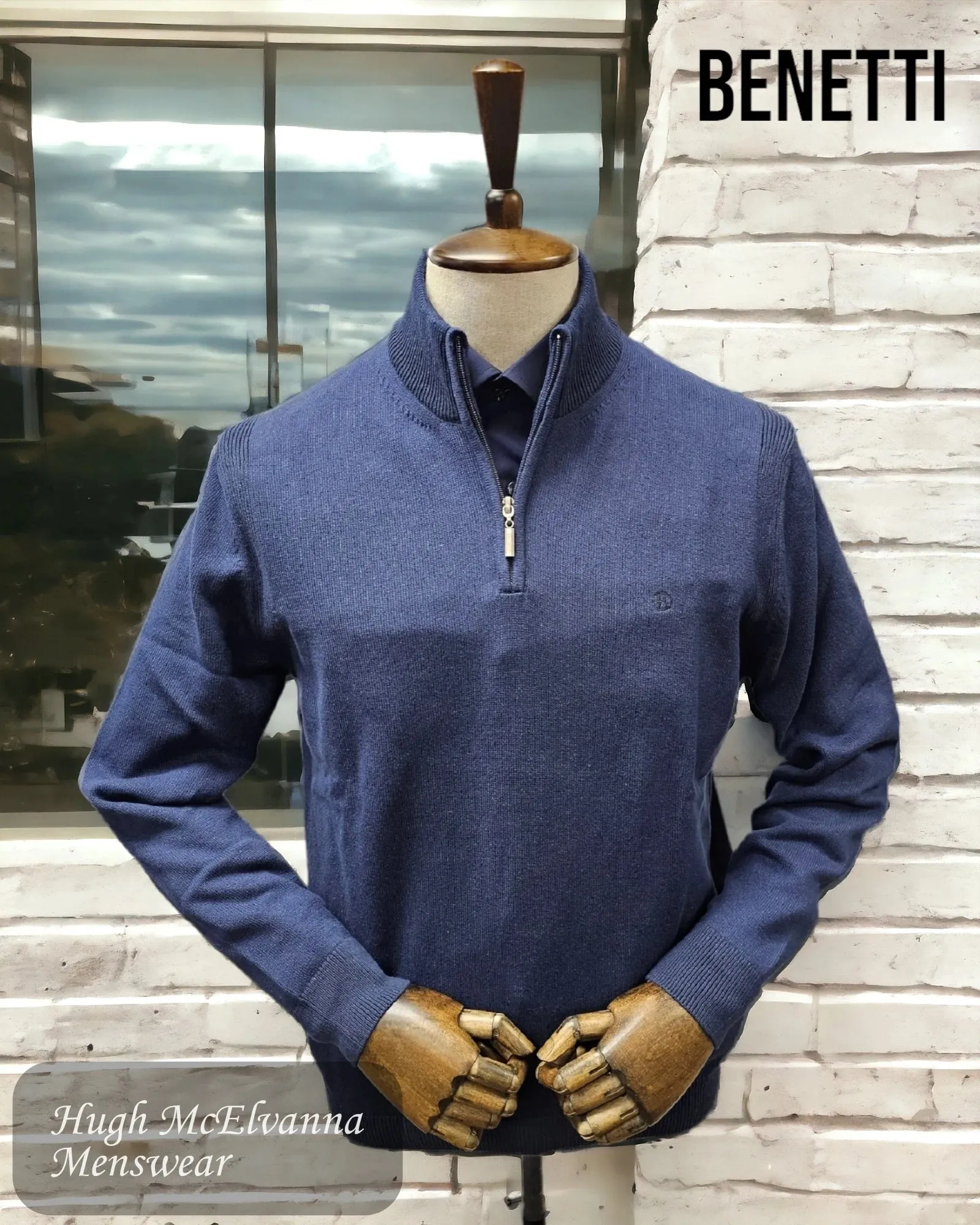 Mens INDIGO Quarter Zip BROSNA Pullover