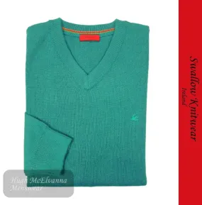 Men's Pullover sweater Sea Green V-Neck Pullover by Swallow Style: 10GG