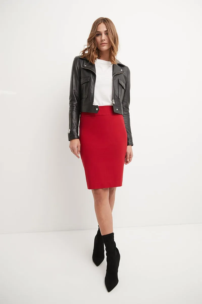 Midi Pencil Skirt with Pull-on Style Design