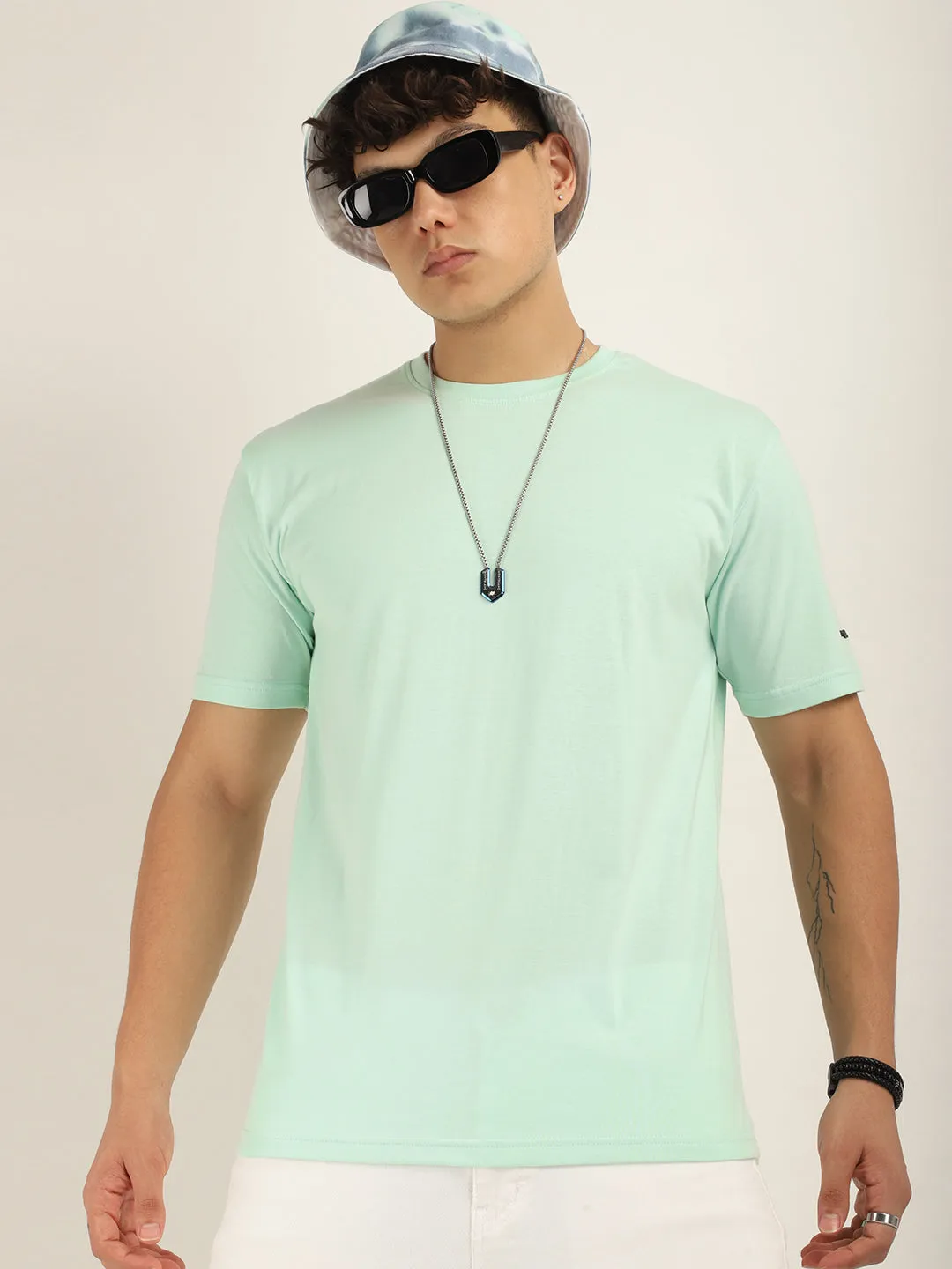 Mint Cotton Slim Fit T-Shirt