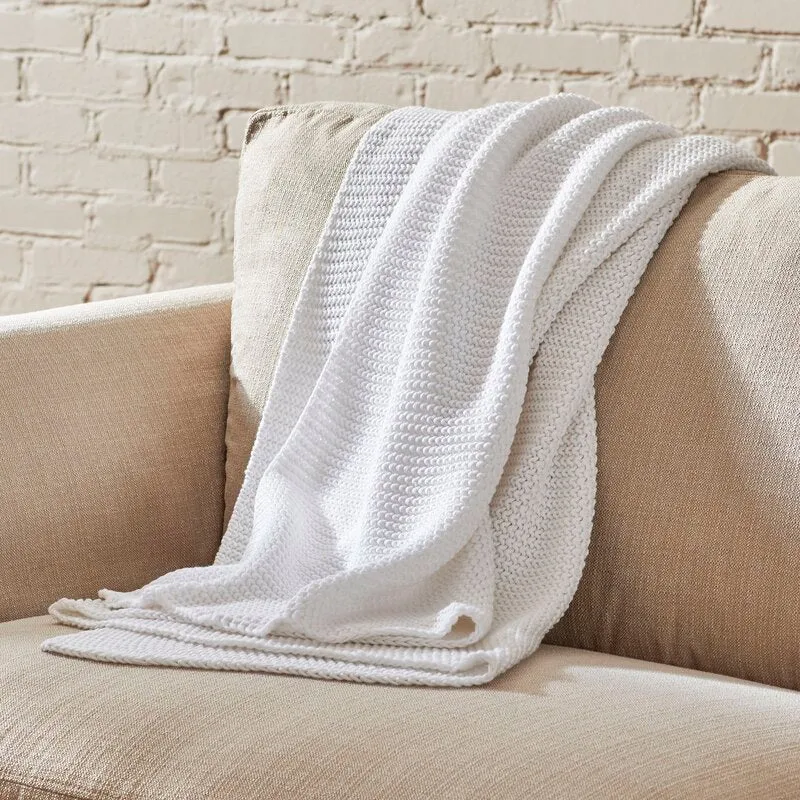 Mordenla 100% Cotton Handmade Knitted Throw