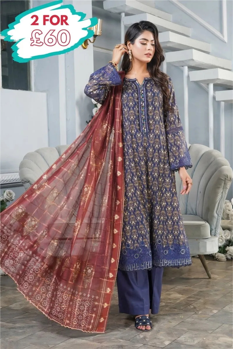 Munira Lawn 3 Piece Pakistani Frock MUN559