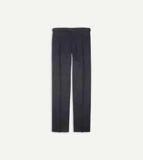 Navy Cotton Drill Single Pleat Trouser