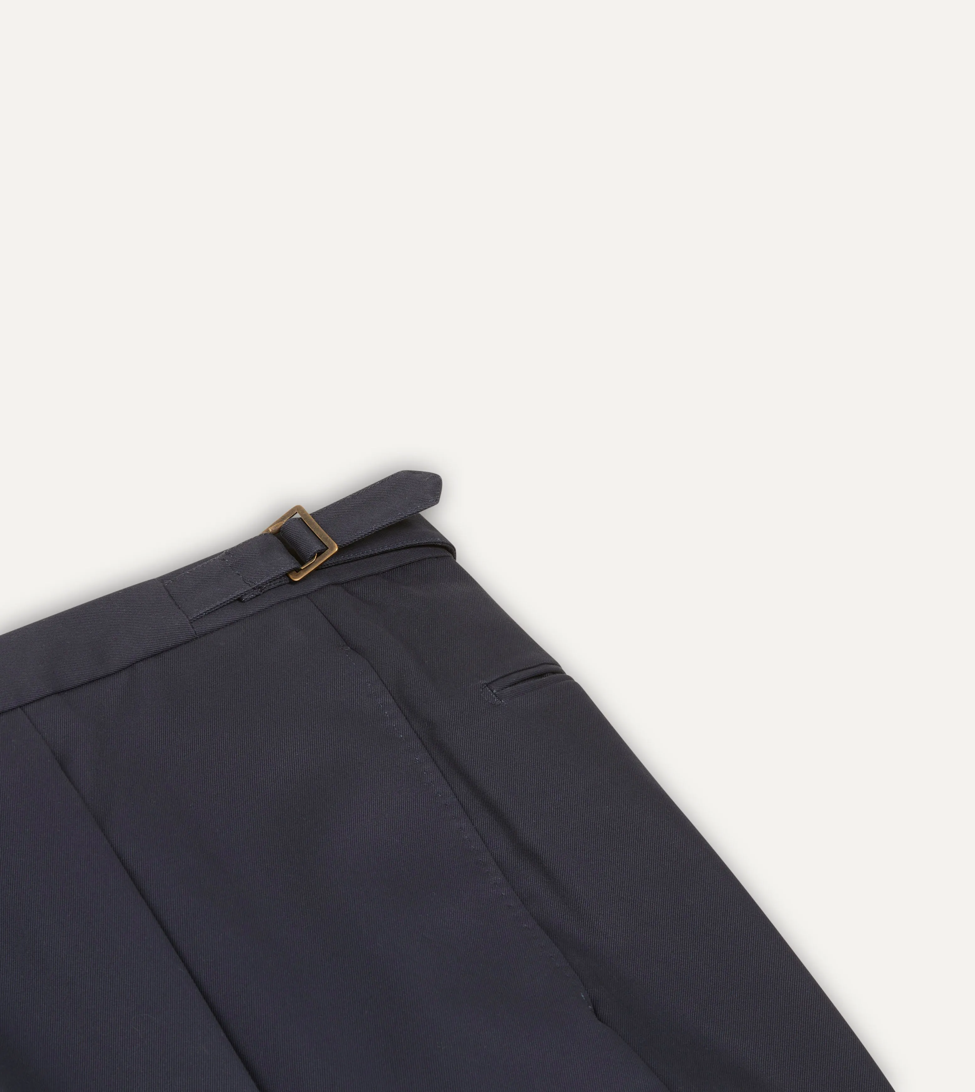 Navy Cotton Drill Single Pleat Trouser