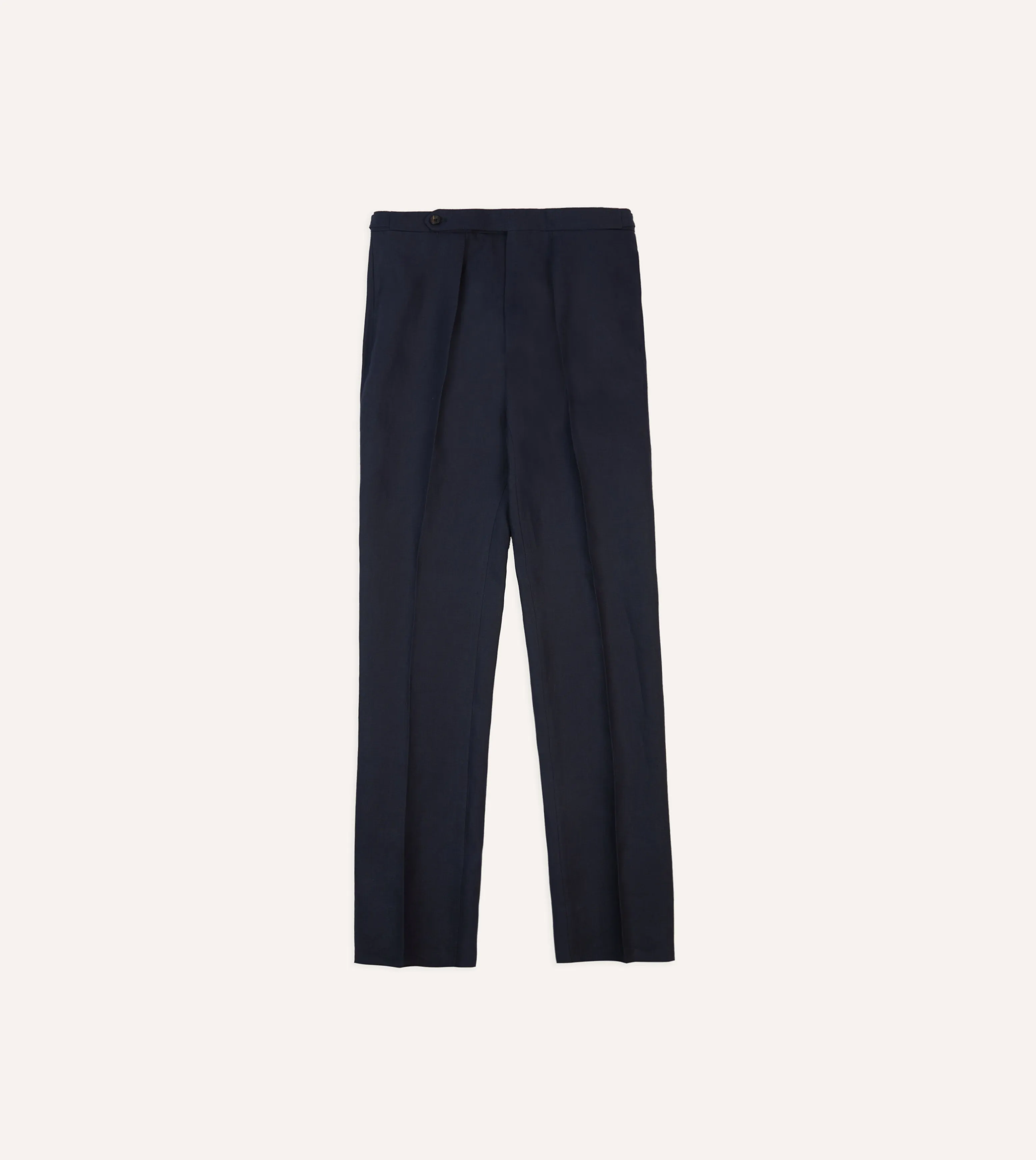 Navy Irish Linen Single Pleat Trouser