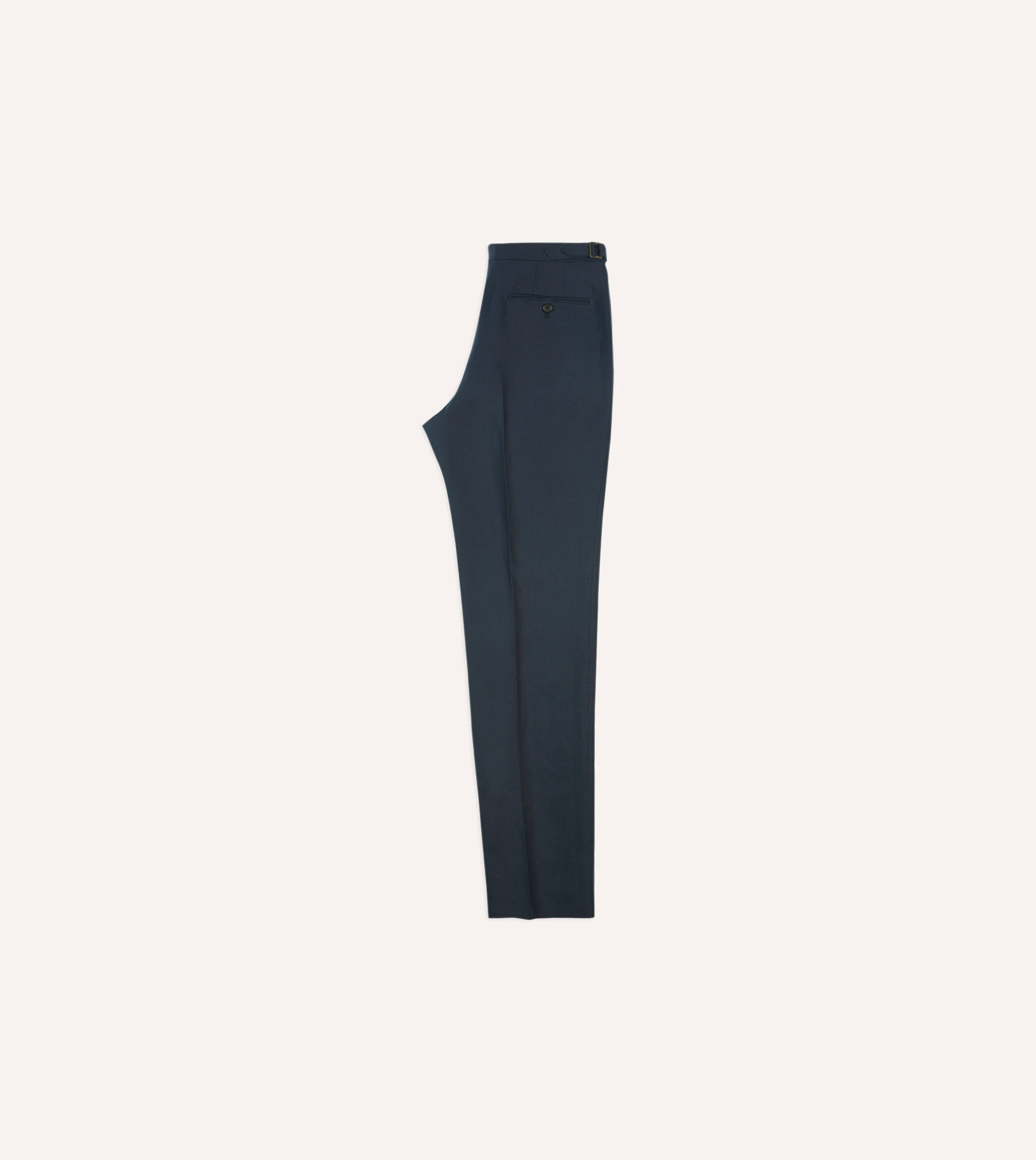 Navy Irish Linen Single Pleat Trouser