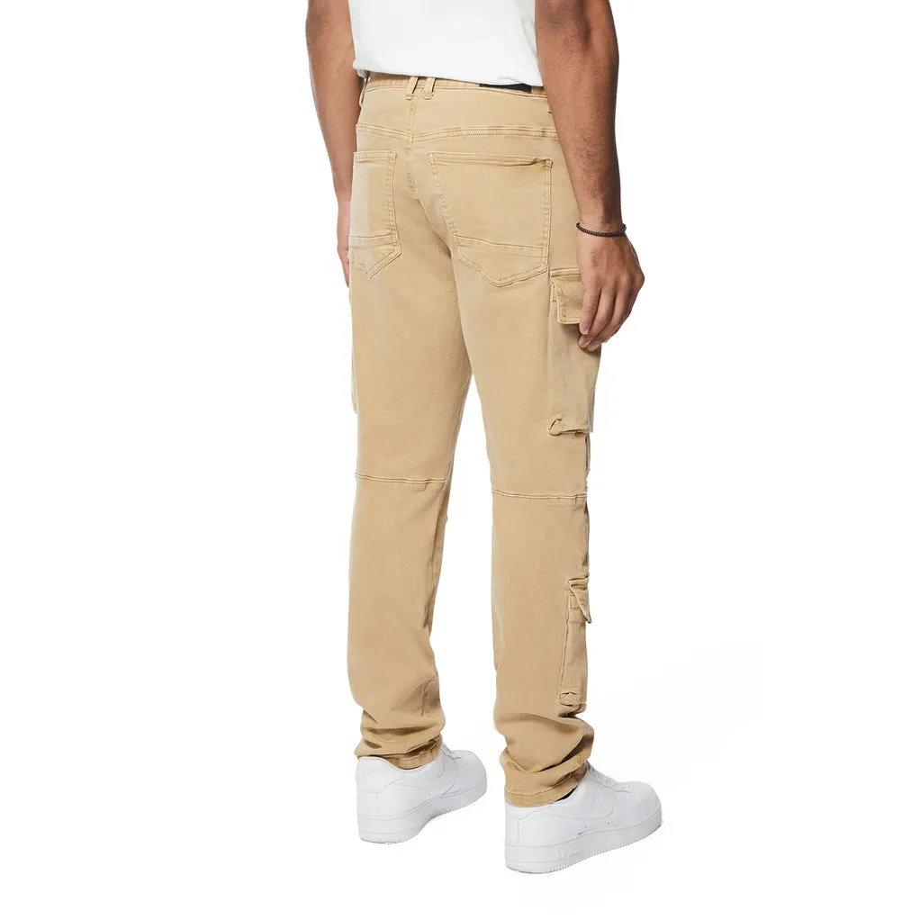 Outdoor Color Denim Cargo Pants - Khaki