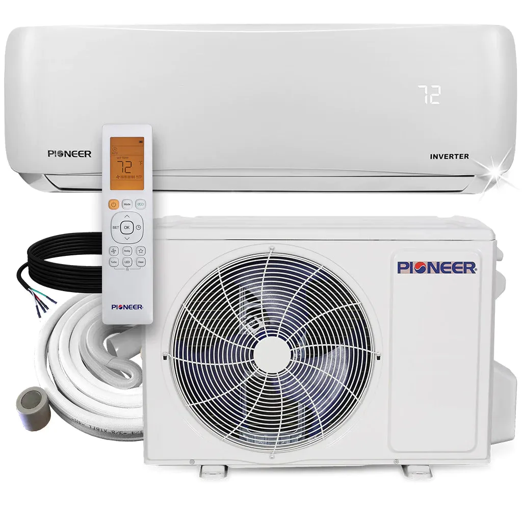 Pioneer® 9,000 BTU 21.5 SEER2 Ductless Mini-Split Inverter  Energy-Star Air Conditioner Heat Pump System Full Set 115V