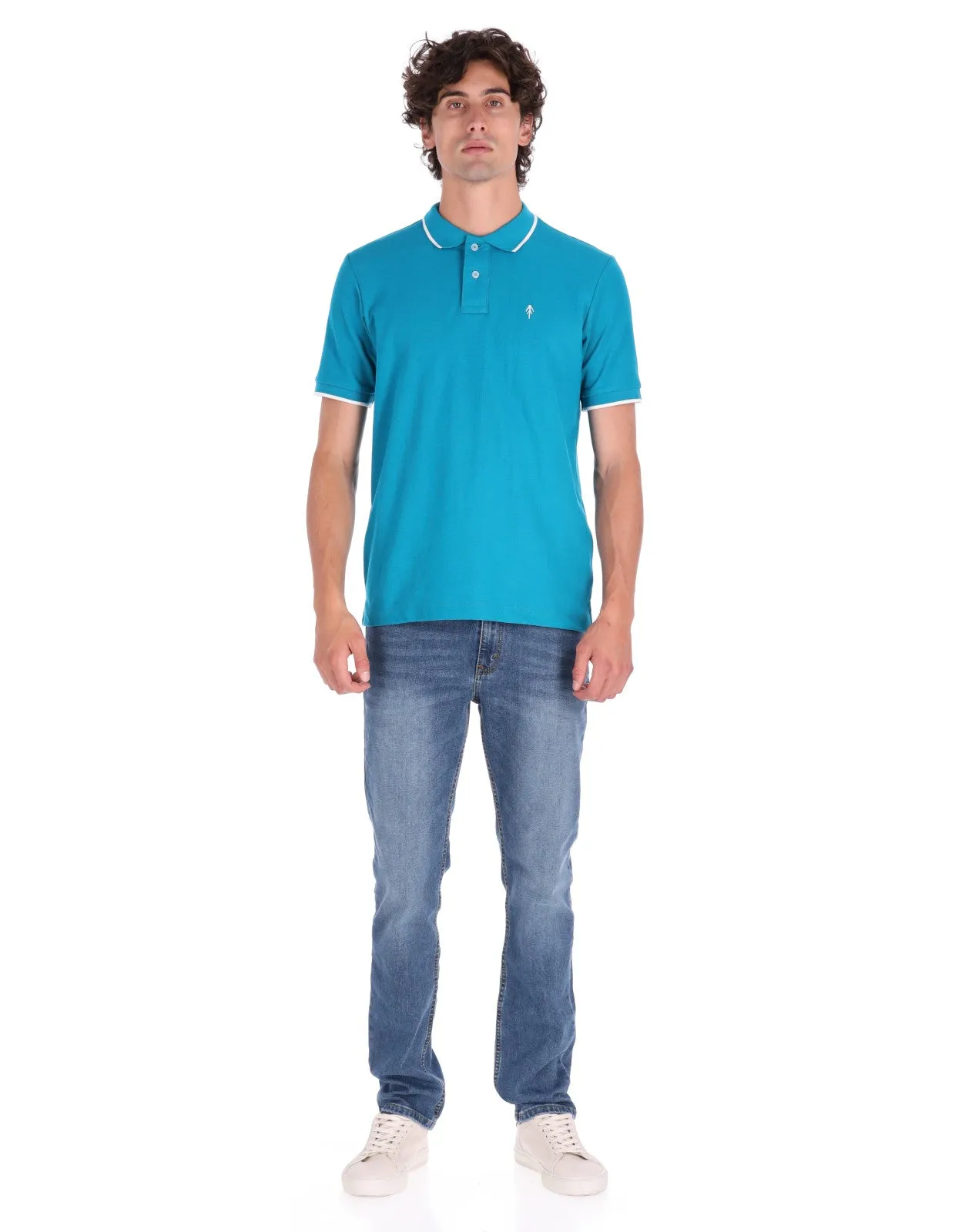 Playera Tipo Polo Regular Fit Para Hombre - Jade