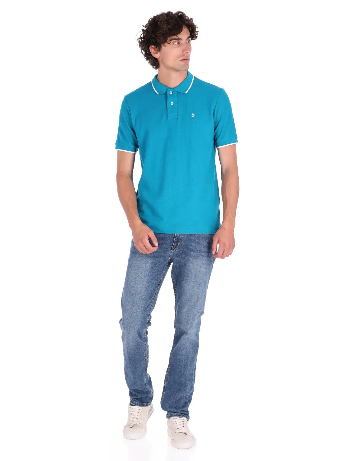 Playera Tipo Polo Regular Fit Para Hombre - Jade