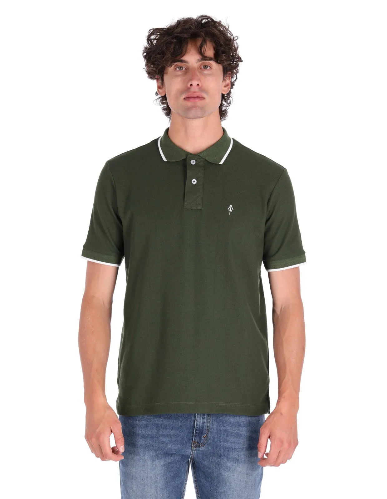 Playera Tipo Polo Regular Fit Para Hombre - Verde Militar