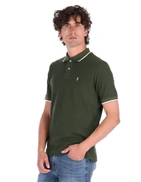 Playera Tipo Polo Regular Fit Para Hombre - Verde Militar