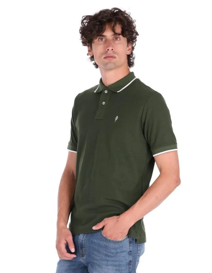 Playera Tipo Polo Regular Fit Para Hombre - Verde Militar