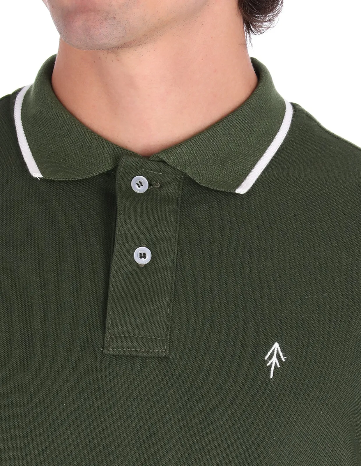 Playera Tipo Polo Regular Fit Para Hombre - Verde Militar