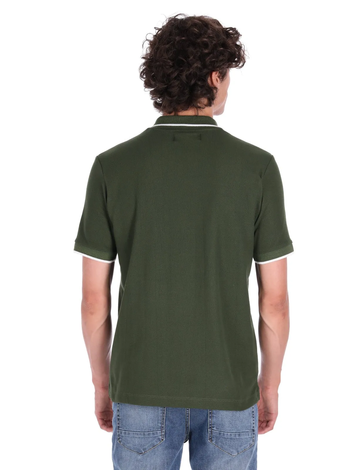 Playera Tipo Polo Regular Fit Para Hombre - Verde Militar