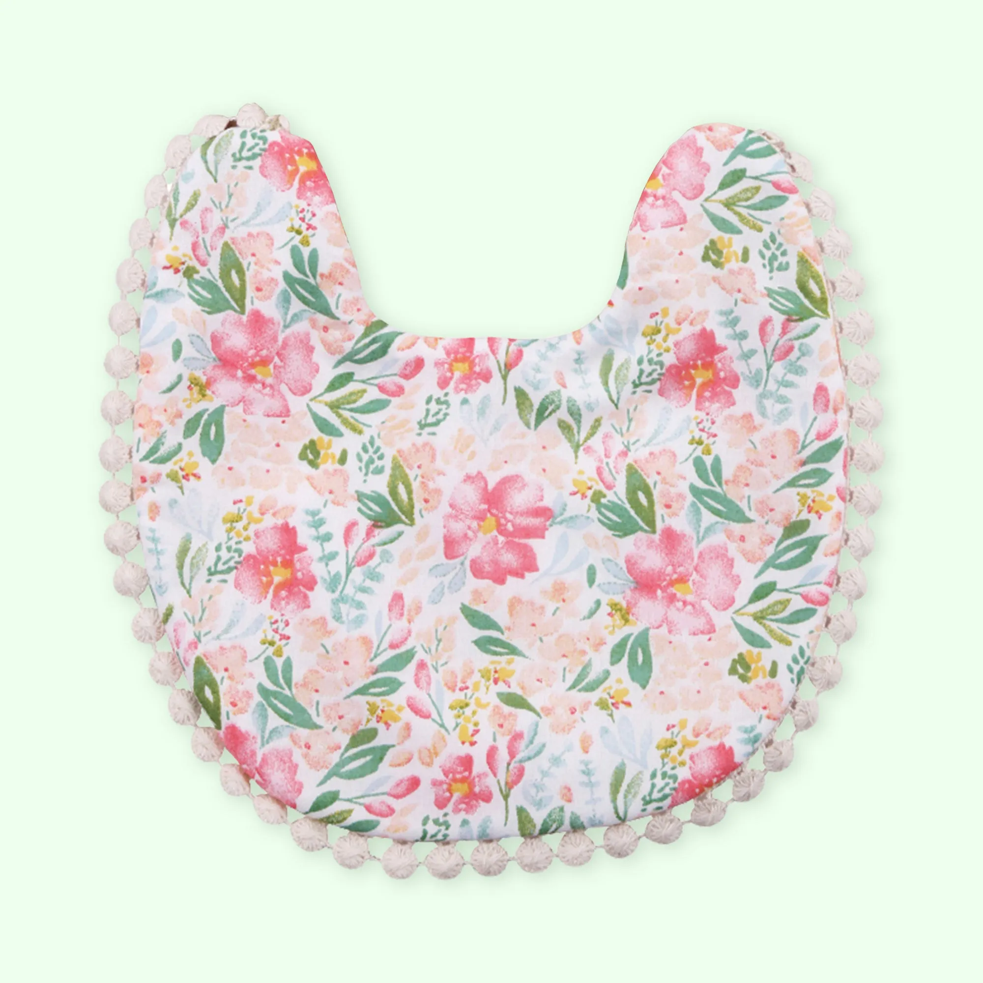 Polka Tots Floral Bow Headband with Bib Set - Pink