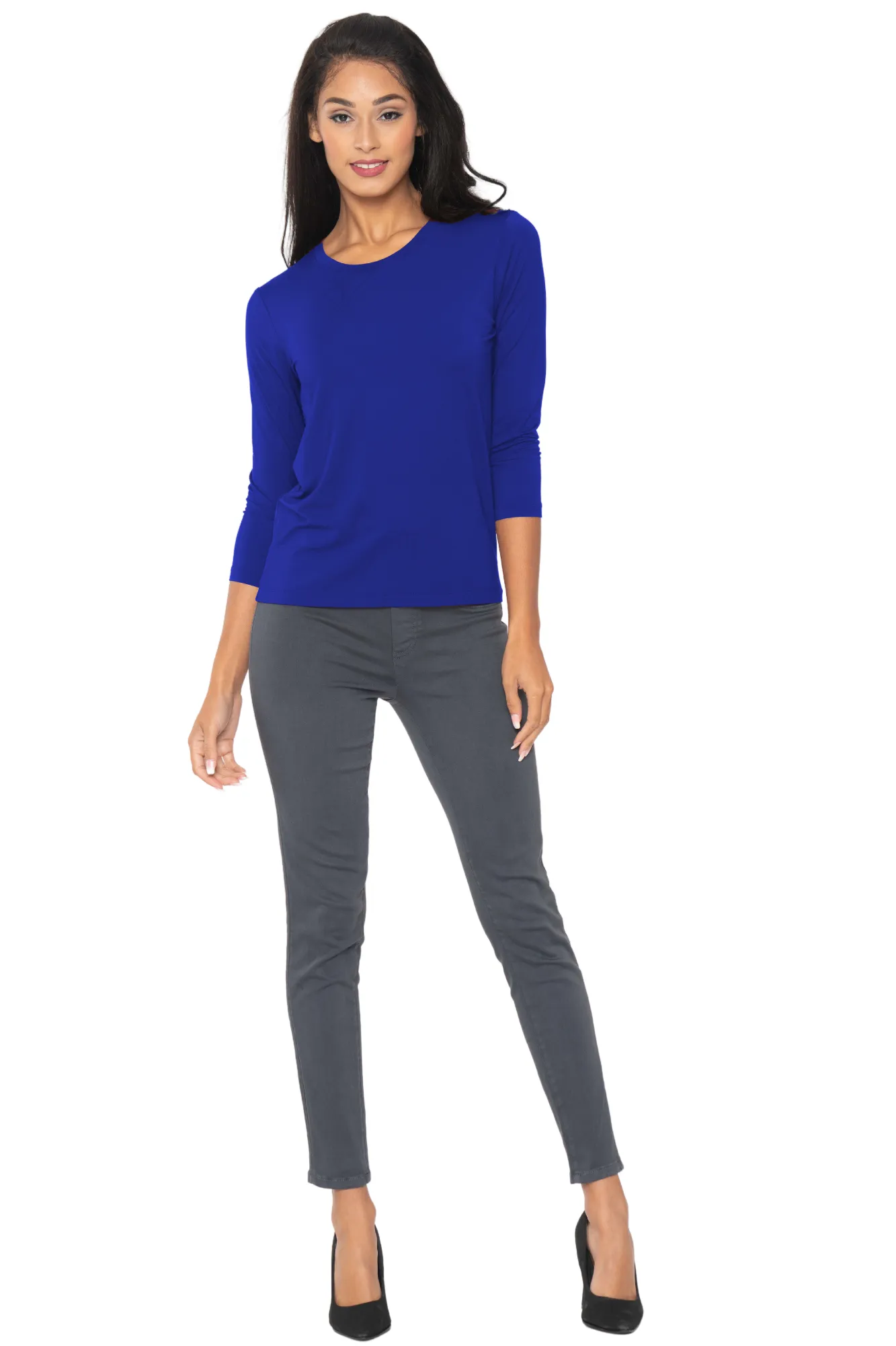 Pull-Over Three Quarter Sleeve Tops Solid Colors | LIOR