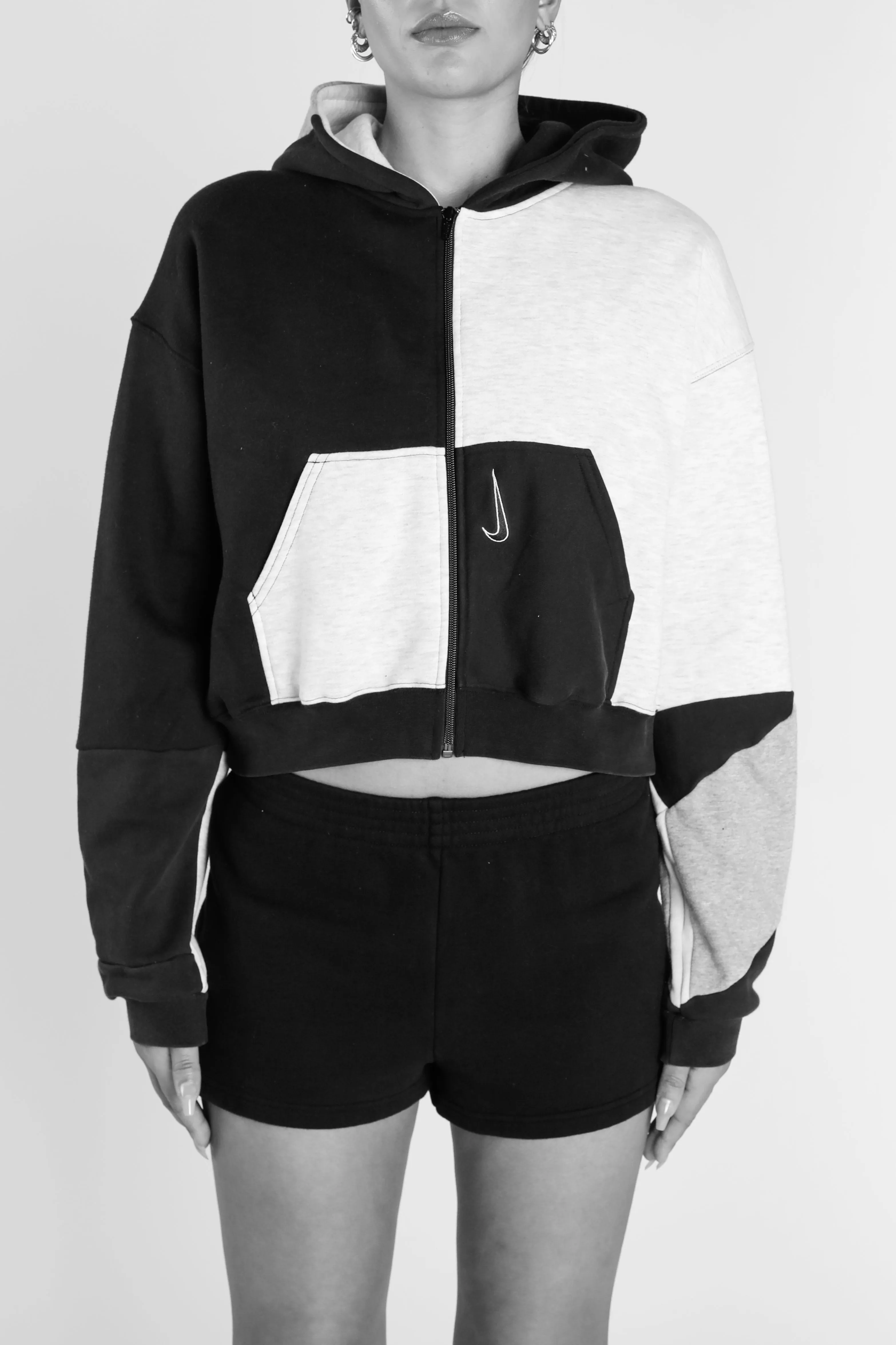 Rework Champion Crop Zip Hoodie - S