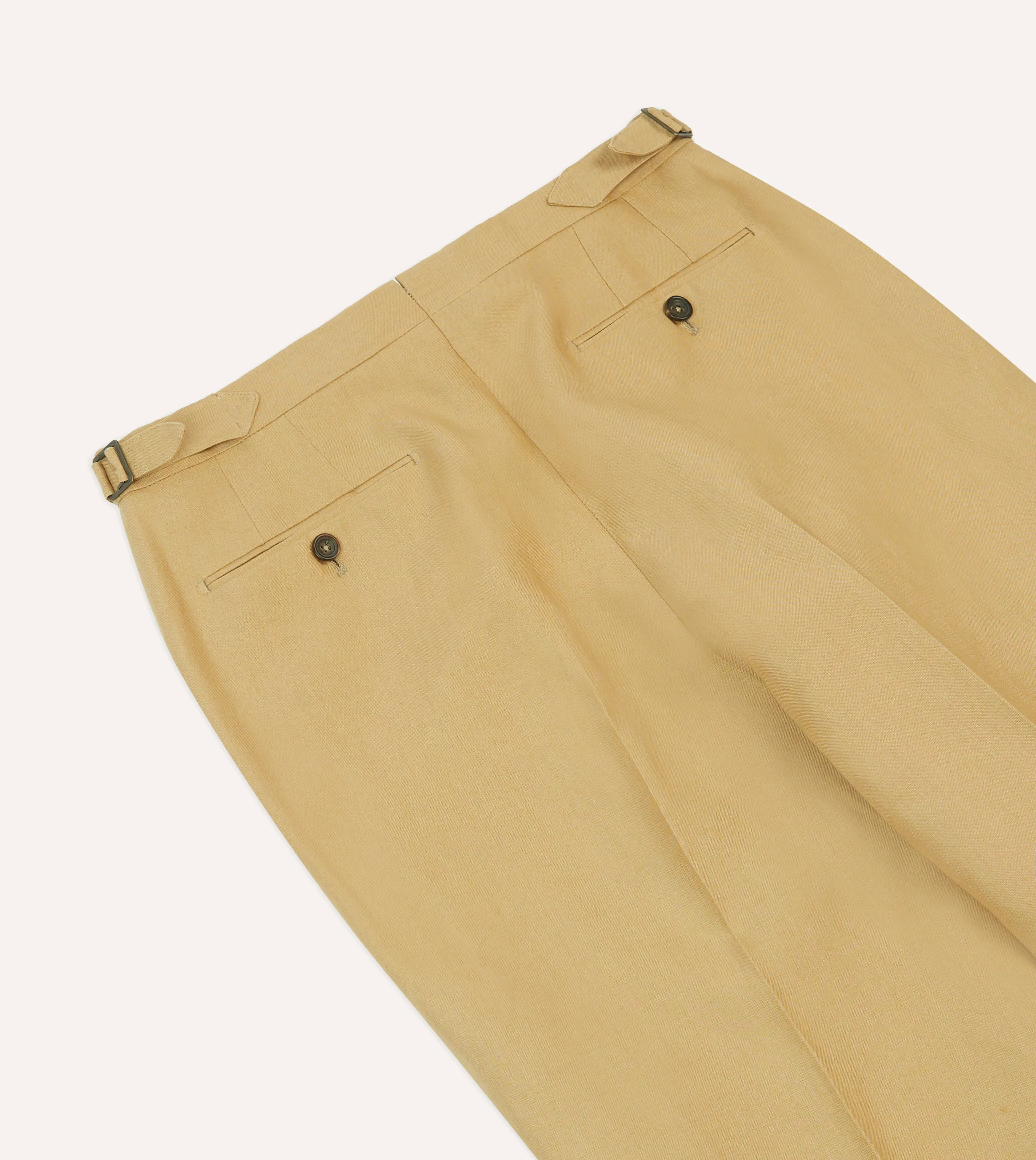 Sand Irish Linen Single Pleat Trouser