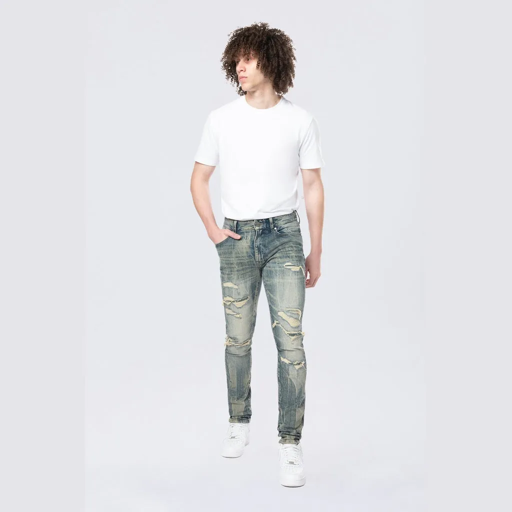 Slim Tapered Vintage Washed Jeans - Topaz Blue