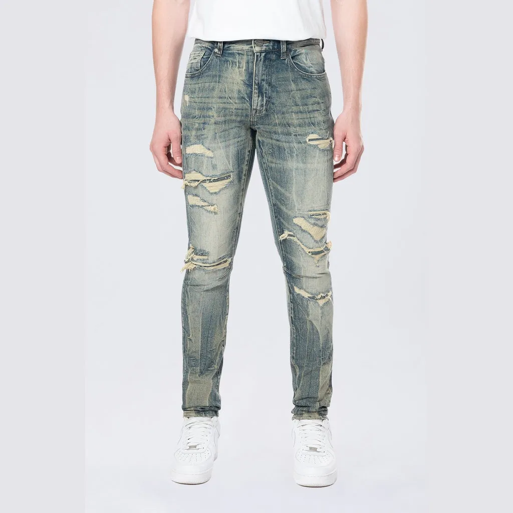 Slim Tapered Vintage Washed Jeans - Topaz Blue