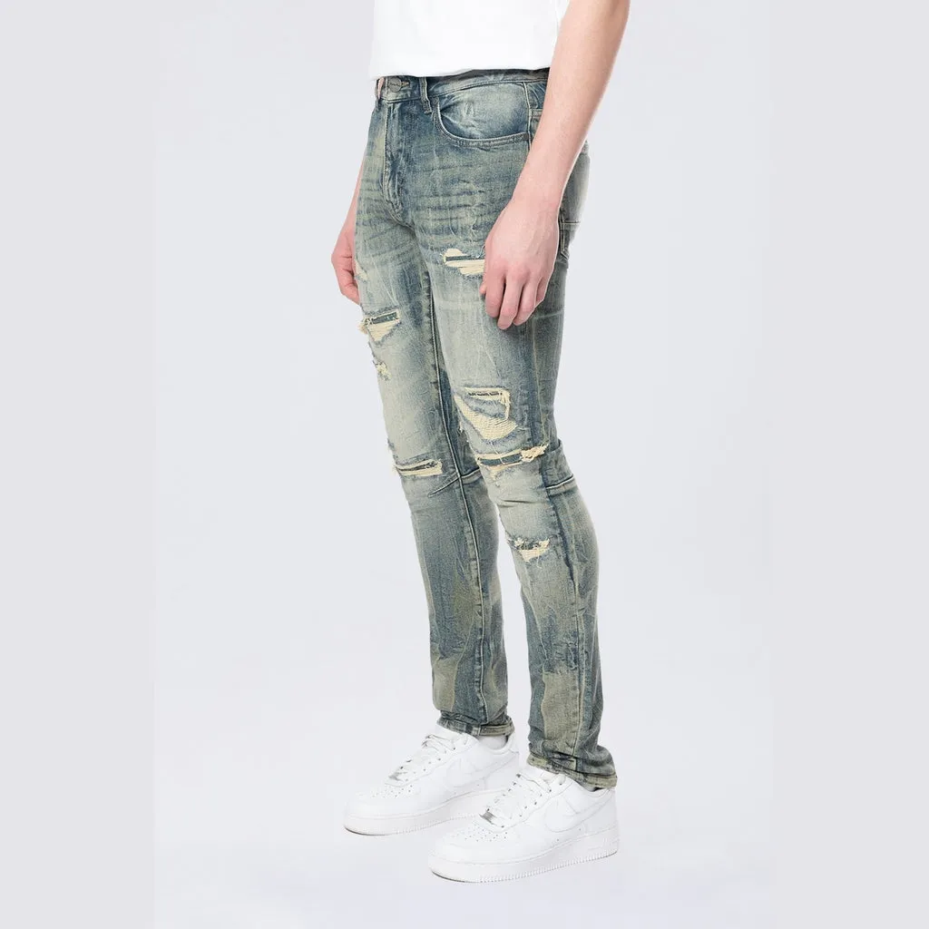 Slim Tapered Vintage Washed Jeans - Topaz Blue