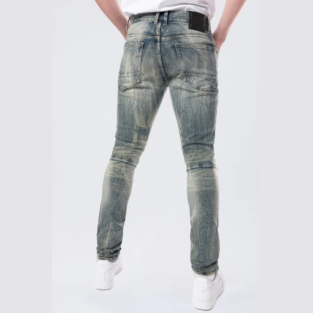 Slim Tapered Vintage Washed Jeans - Topaz Blue