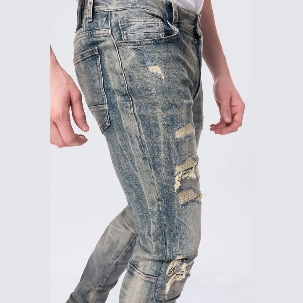 Slim Tapered Vintage Washed Jeans - Topaz Blue