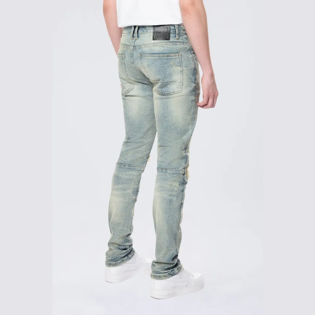 Slim Wave Effect Jeans - Mechanical Blue