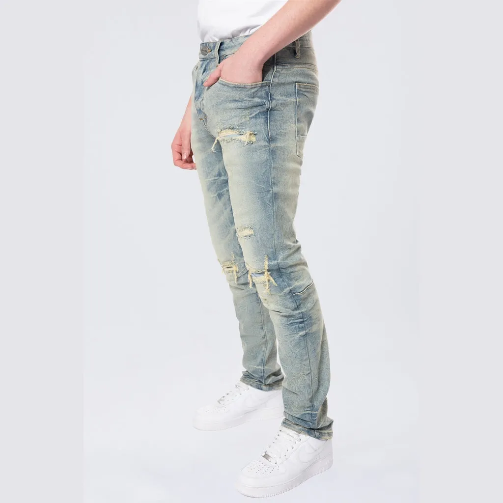 Slim Wave Effect Jeans - Mechanical Blue