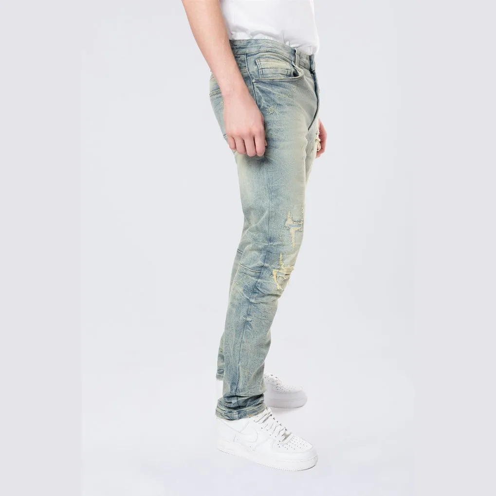 Slim Wave Effect Jeans - Mechanical Blue