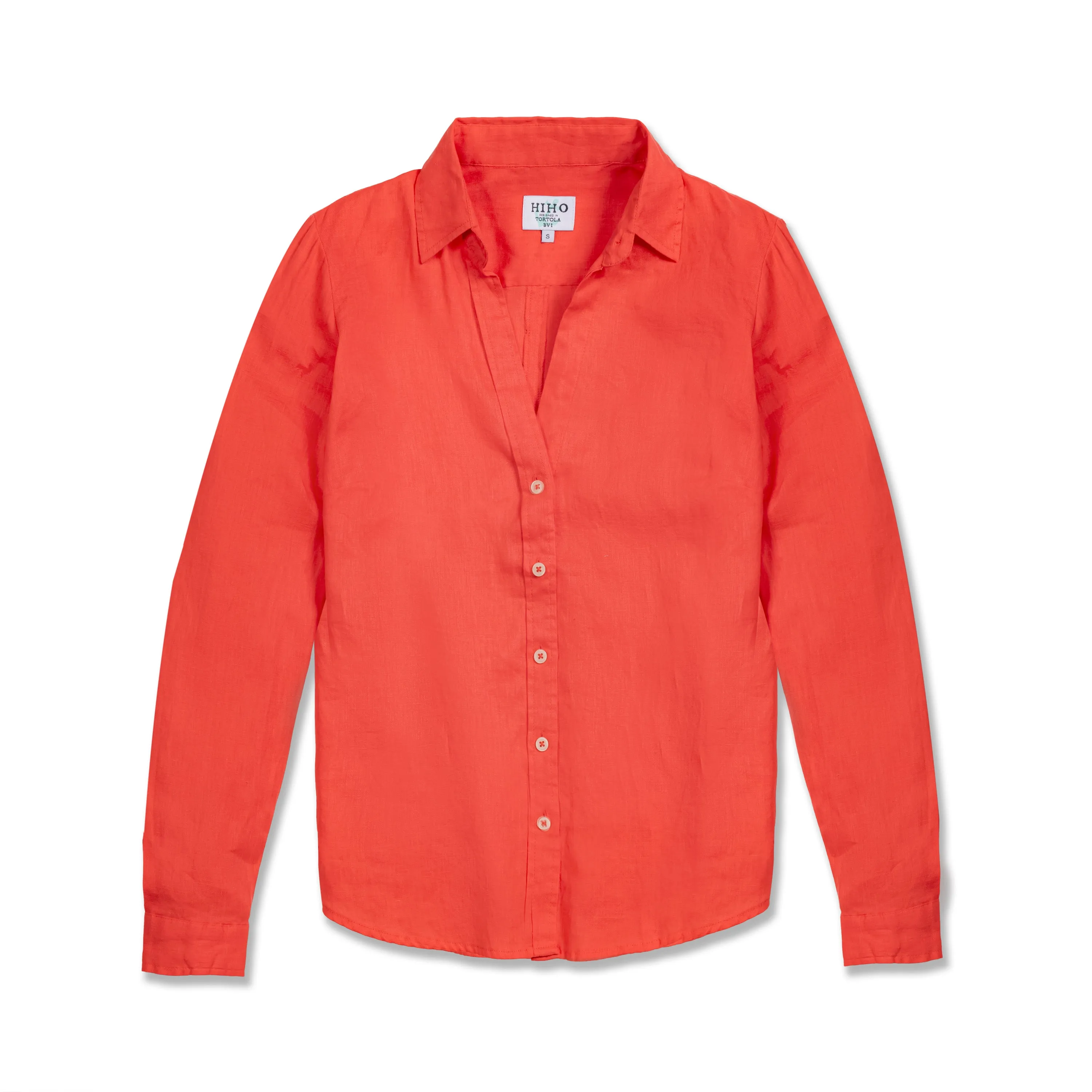 Twig Linen Shirt - Hot Coral