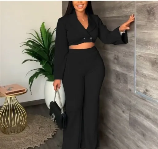 Two piece crop top pants set