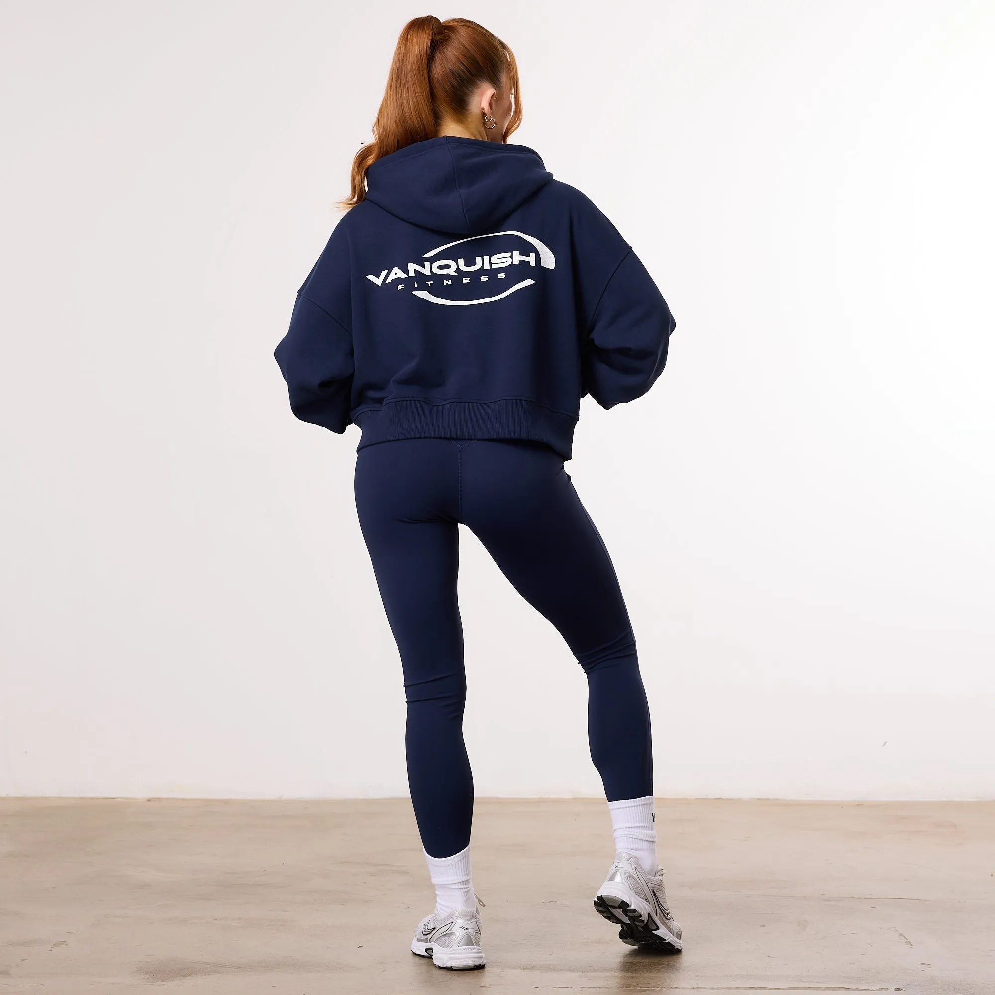 Vanquish Enhance Navy Blue Cropped Zip Through Hoodie